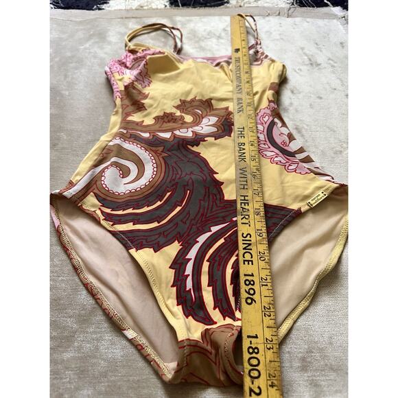 Maryan Mehlhorn SWIMSUIT Sz 6 One Piece Yellow Brown Paisley Wired Cup Sz B - Picture 16 of 16